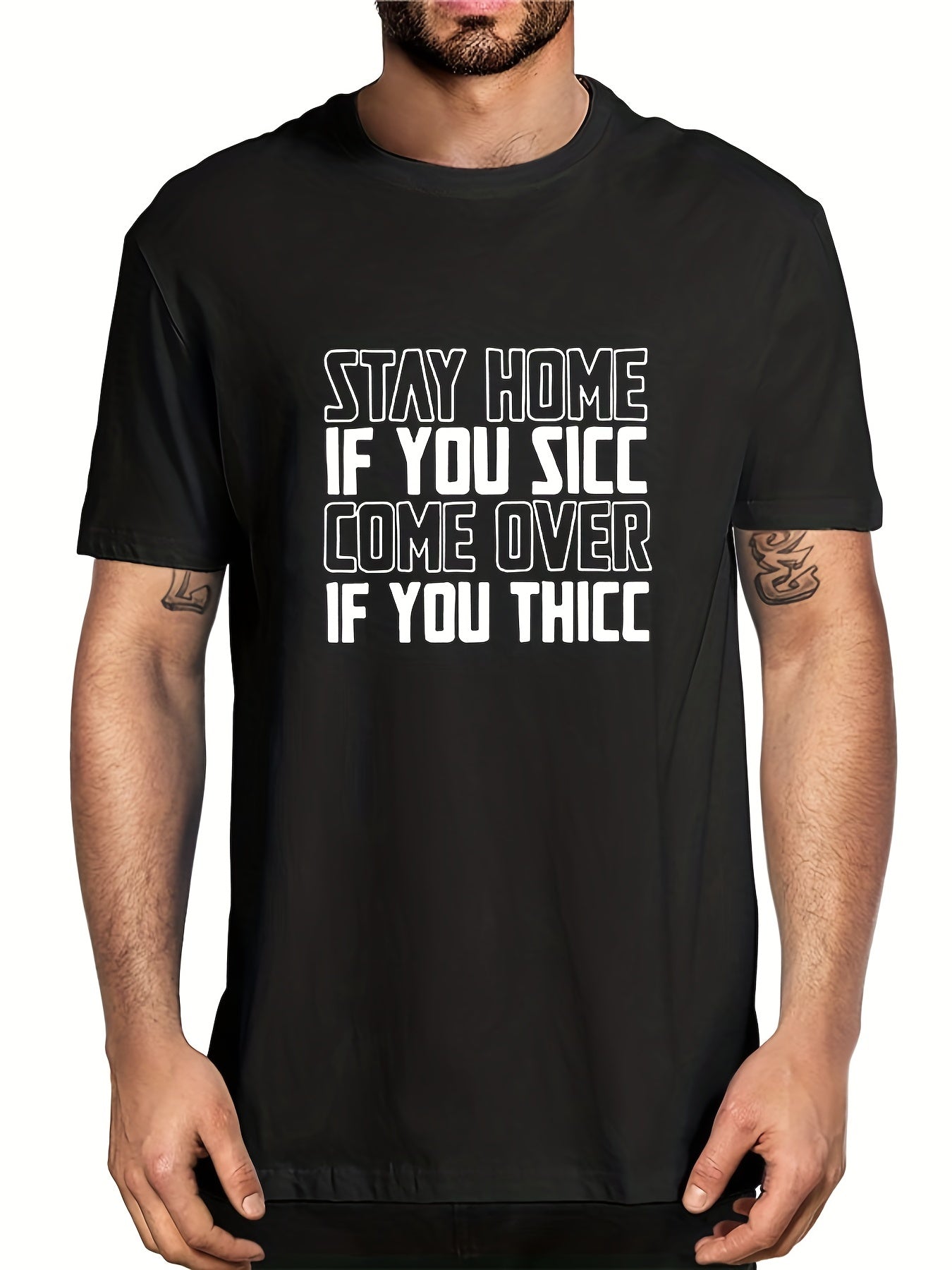 Men's Stay Home Look Letter Print T Shirt for Summer