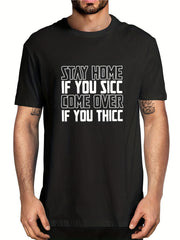 Men's Stay Home Look Letter Print T Shirt for Summer