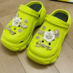 Women's Platform Clogs With Charms Outdoor Beach Garden Shoes