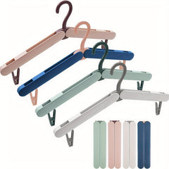 4 Pack Plastic Folding Travel Hangers With Clips Portable