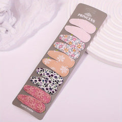 10pcs Baby Girls Embroidered Striped Plaid Floral Hair Clip Headwear