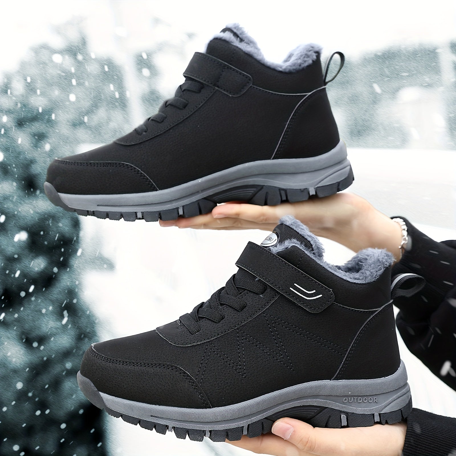 Fur Lined Thermal Snow Boots Slip On Warm Winter Boots