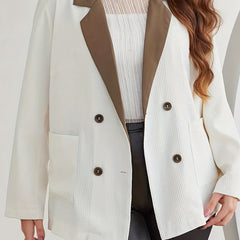 Colorblock Waffle Lapel Collar Blazer