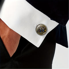 Bitcoin Round Metal Cufflinks for Men