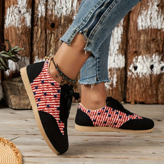 Women's Star & Striped Sneakers Casual Lace Up Shoes Lightweight