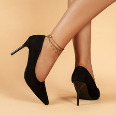 Women's Stiletto Heels Pointed Toe Slip On Pumps Women's Solid Heels