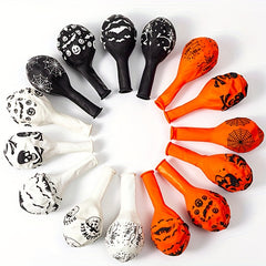 15pcs Halloween Pink Orange Latex Balloons with Ghost Bat for Party Favors