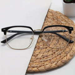 Square Clear Lens Glasses For Women Men Rivet Decor Spectacles Frame