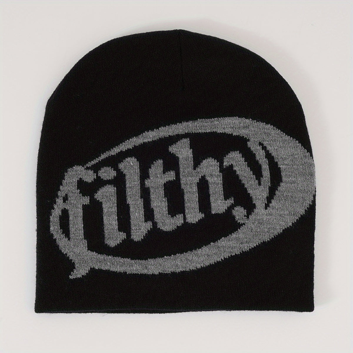 Y2K Hip Hop Unisex Beanie Letter Jacquard Knit Hat Lightweight Skull Cap