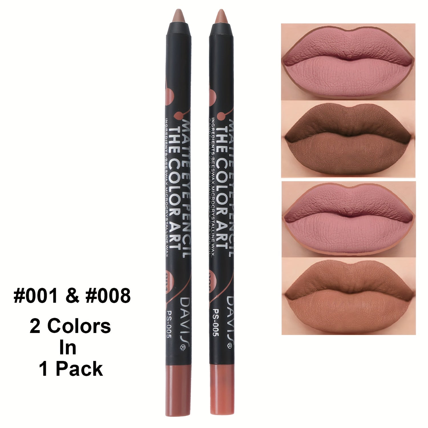 Lip & Eyeliner Pencil Set 2 Colors Matte Waterproof Lip Tint