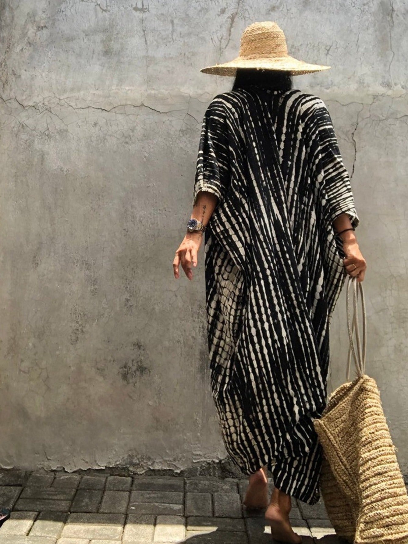 Beach Cover Up Shirt Loose Fit V Neck Long Sleeve Rash Guard Kimono