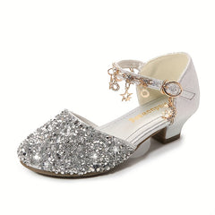 Glitter Bow Dress Shoes Princess Heels Party Wedding Girls Shoes