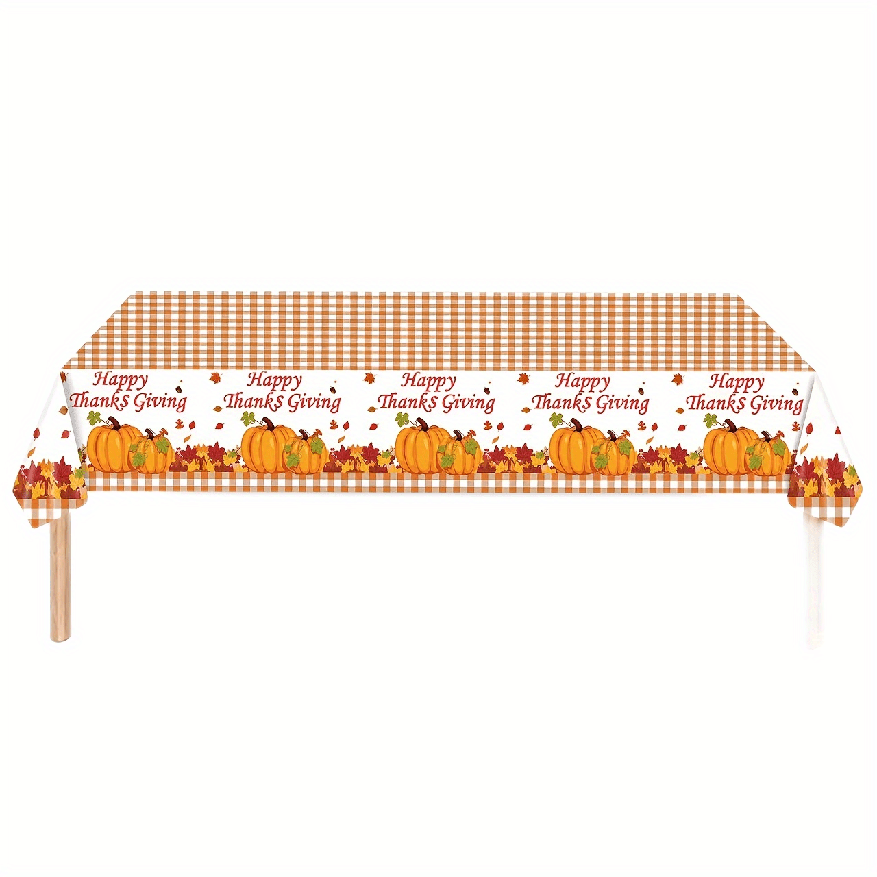 Thanksgiving Checkered Maple Leaf Tablecloth Happy Thanksgiving Pumpkin Supplies