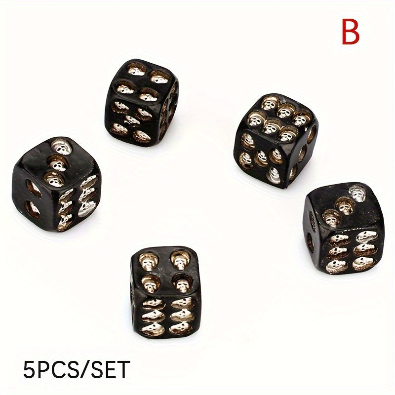 5pcs Resin Skull Dice Statue Halloween Board Game Dice Desk Decor