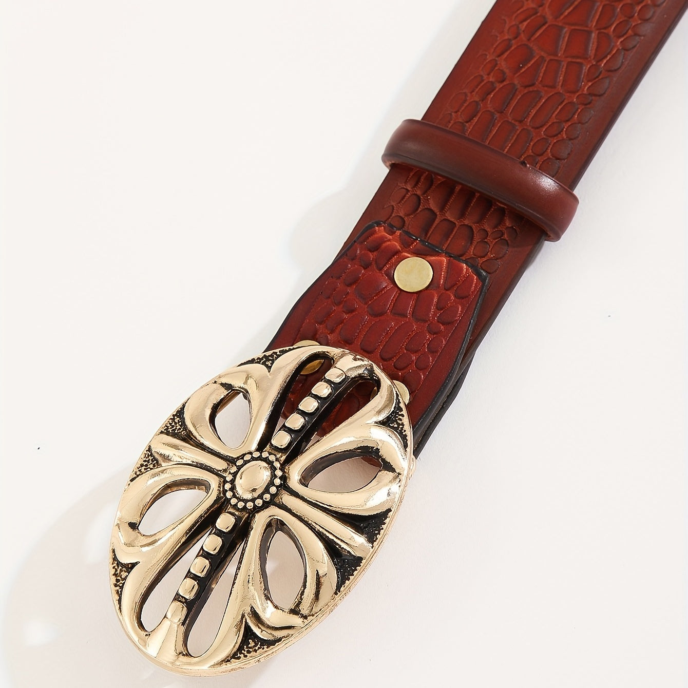 Men's Flowers Pattern Buckle Belt Casual Business Decorative Accessories