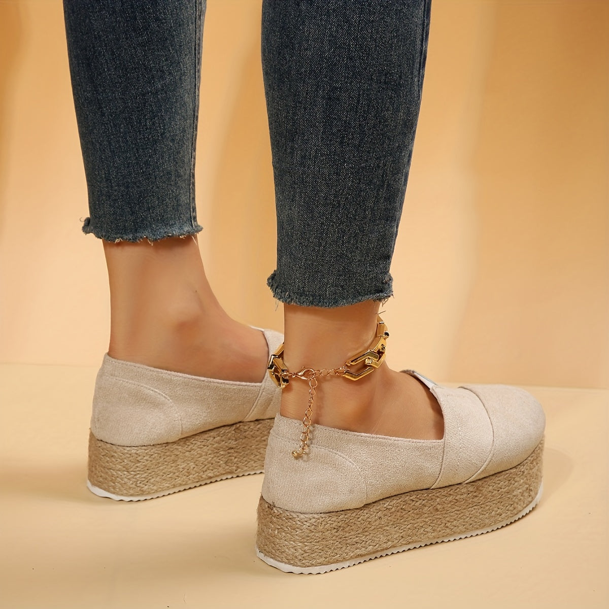 Women's Platform Espadrille Casual Slip On Shoes