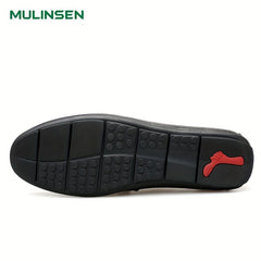 Men's Leather Plaid Bit Dress Shoes Soft Sole Slip On Formal Shoes