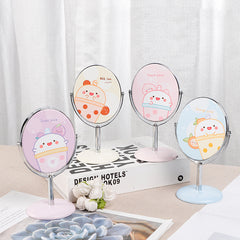 Small Table Mirror Makeup Mirror PU Rotatable Single Sided Mirror