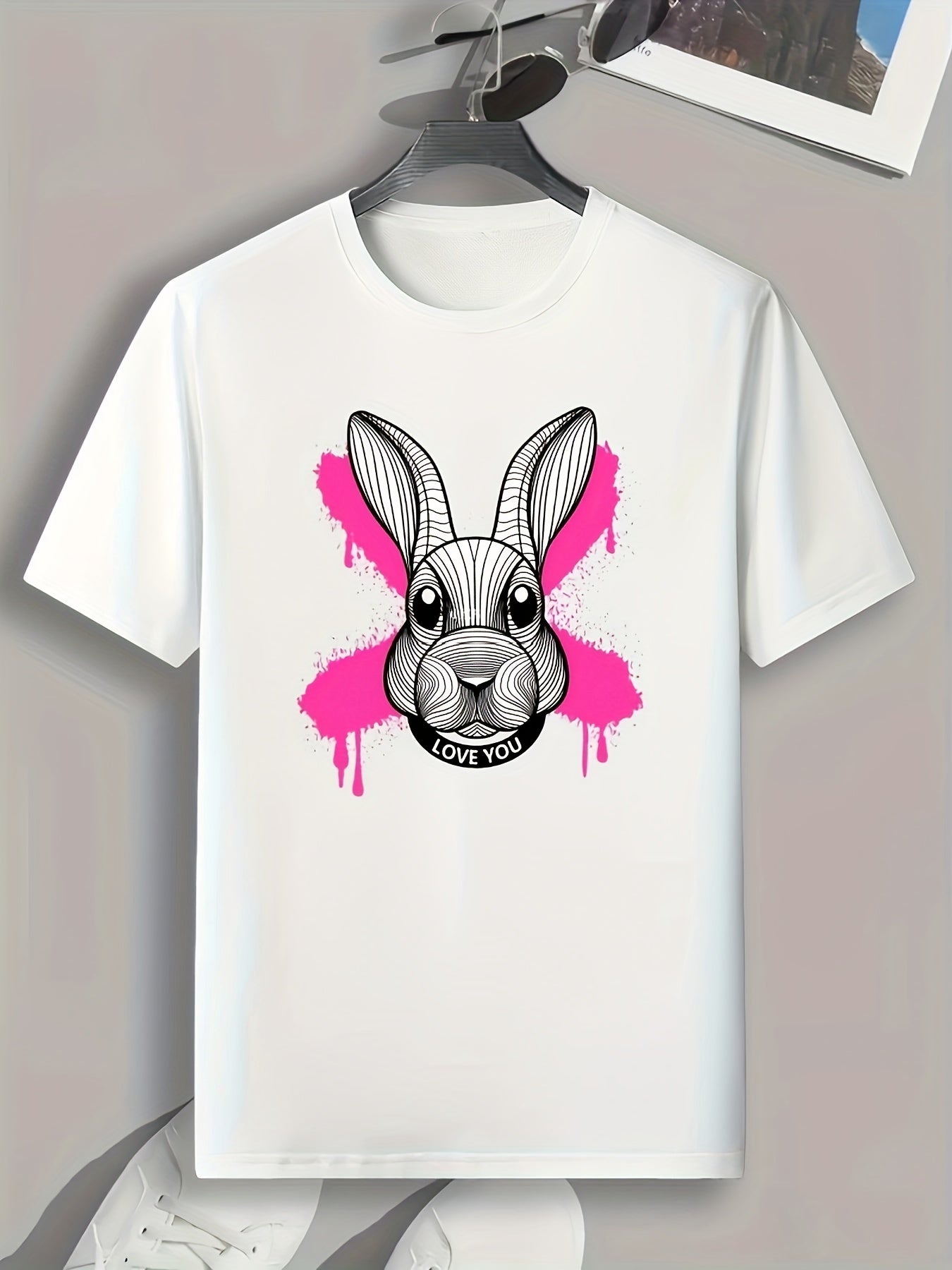 Rabbit Print Men's Graphic T shirt Casual Comfy Tees For Summer