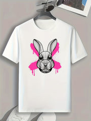 Rabbit Print Men's Graphic T shirt Casual Comfy Tees For Summer