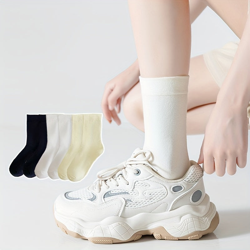 6 Pairs Solid Socks Comfy & Breathable Women's Stockings Hosiery