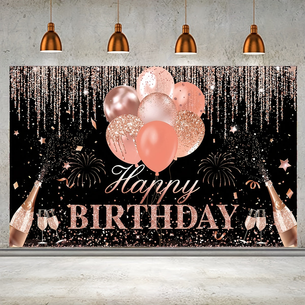 Silvery Rose Golden Happy Birthday Party Decorations Supplies Glitter Balloon