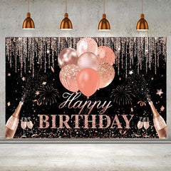 Silvery Rose Golden Happy Birthday Party Decorations Supplies Glitter Balloon
