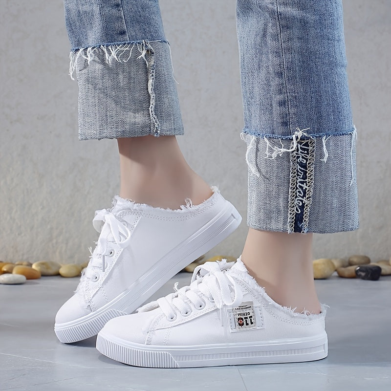 Women's Canvas Platform Slippers Lace Up Breathable Shoes