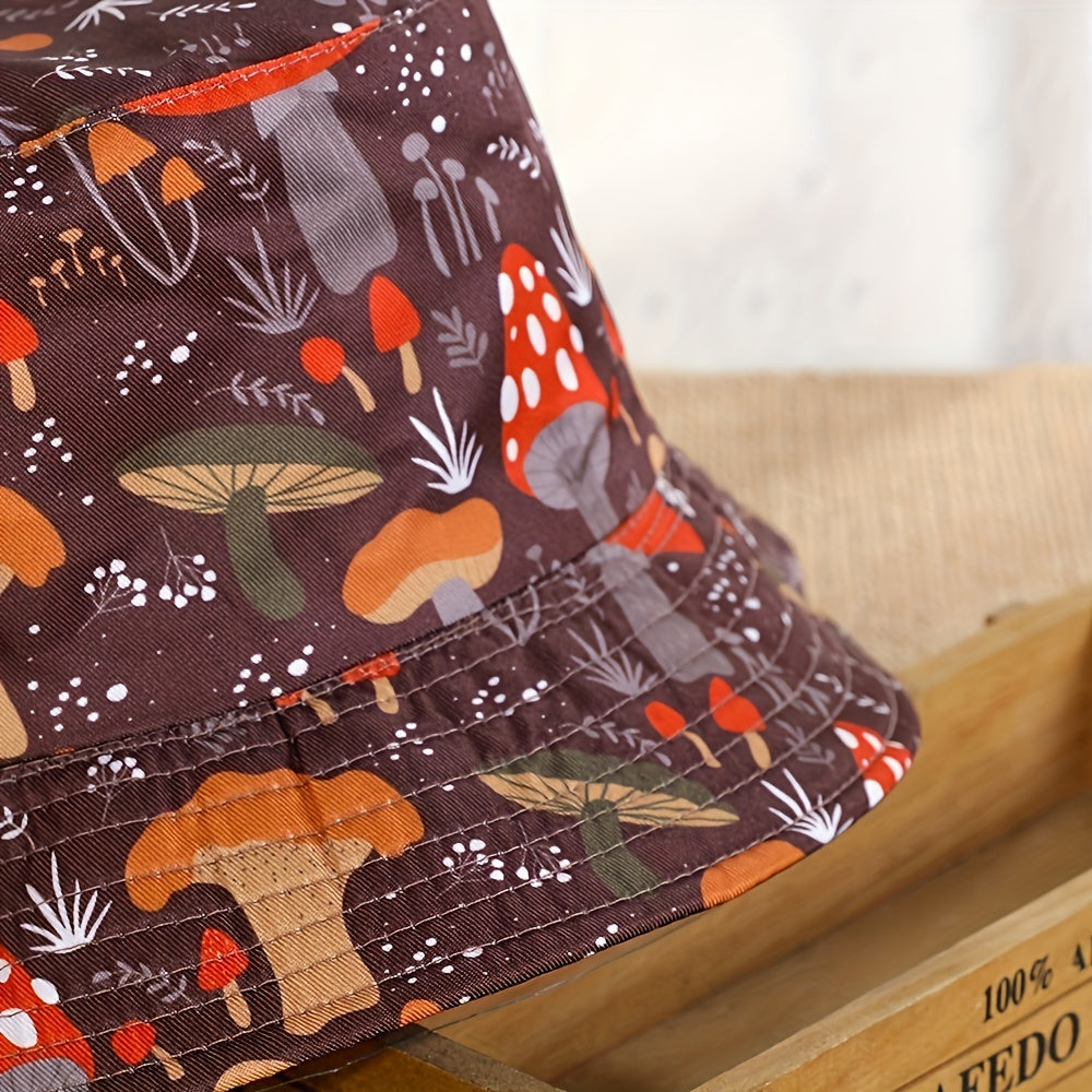 Mushroom Print Fisherman Hat for Sun Protection Outdoors