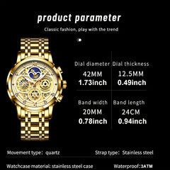 LIGE Boy's Sports Quartz Watch Full Steel Waterproof Chronograph