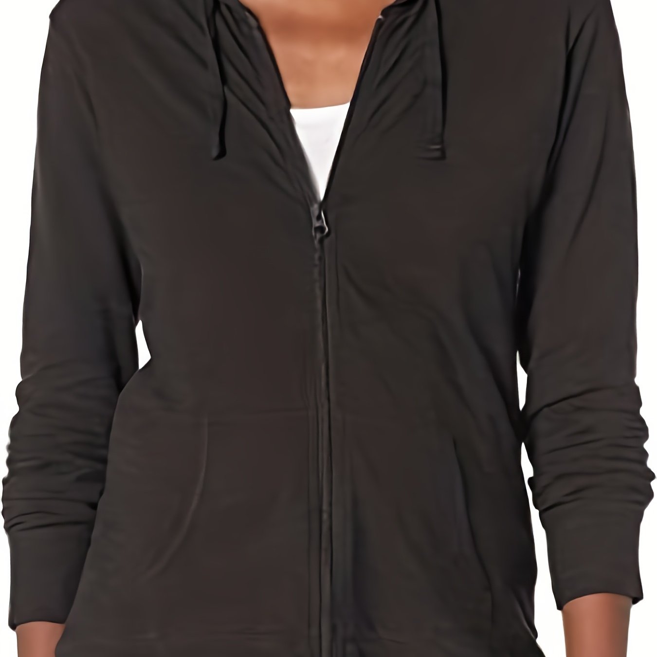 Solid Zip Up Hoodie Casual Long Sleeve Hoodies Sweatshirt