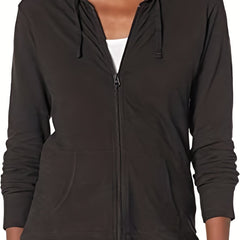 Solid Zip Up Hoodie Casual Long Sleeve Hoodies Sweatshirt