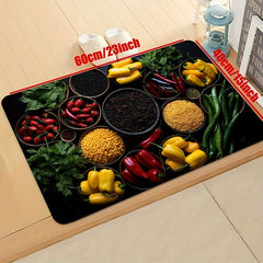 Vegetables Grains Kitchen Mat Colorful Pattern Carpet Realist Style Washable Rug