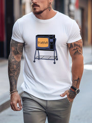 Old TV & Various Pattern Print Men's Comfy T-shirt Graphic Tee