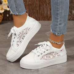 Women's Breathable Mesh Sneakers Casual Lace Up Low Top Shoes