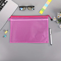 A4 PVC Matte Clip Mesh Bag Student Office Portable Storage Zipper Bag