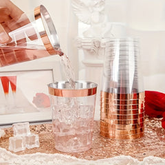50Pcs 10Oz Rose Golden Plastic Cups for Cold Drinks Party Supplies