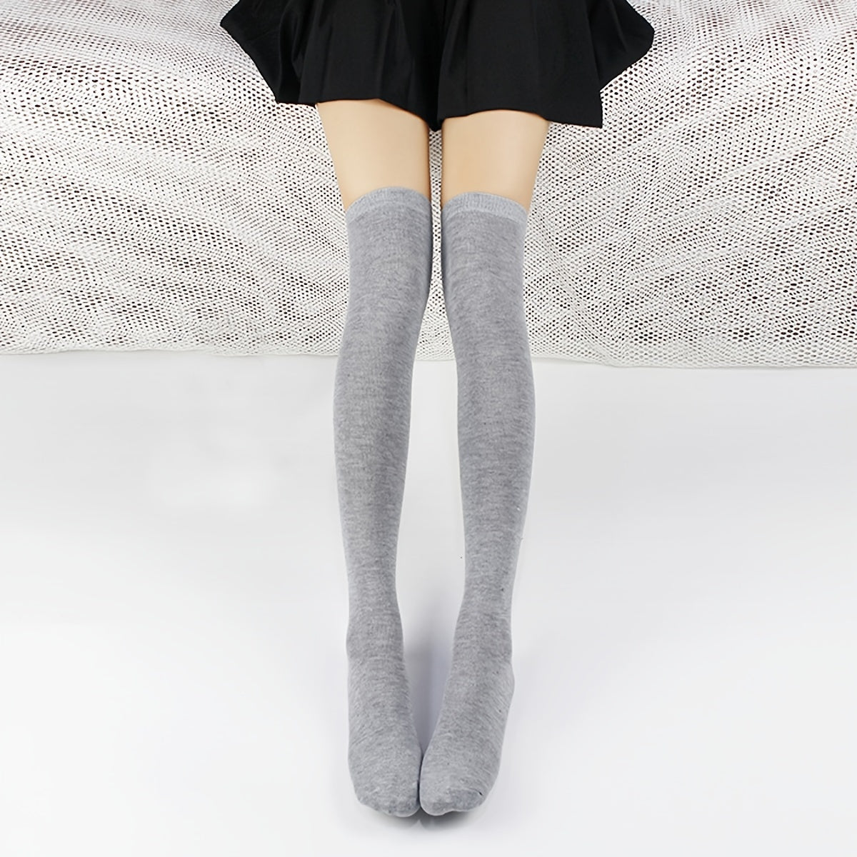 3pais Women's Thigh High Socks Solid Over The Knee Socks