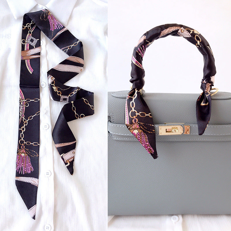 Chunky Strappy Neckline Scarf - Silk Band Hair Head Band