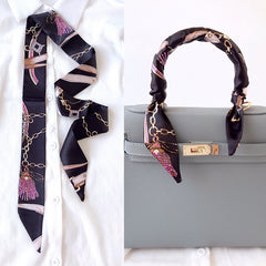 Chunky Strappy Neckline Scarf - Silk Band Hair Head Band