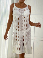 Eyelet Hollow Knitted Cover Up Dress Solid Boho Beach