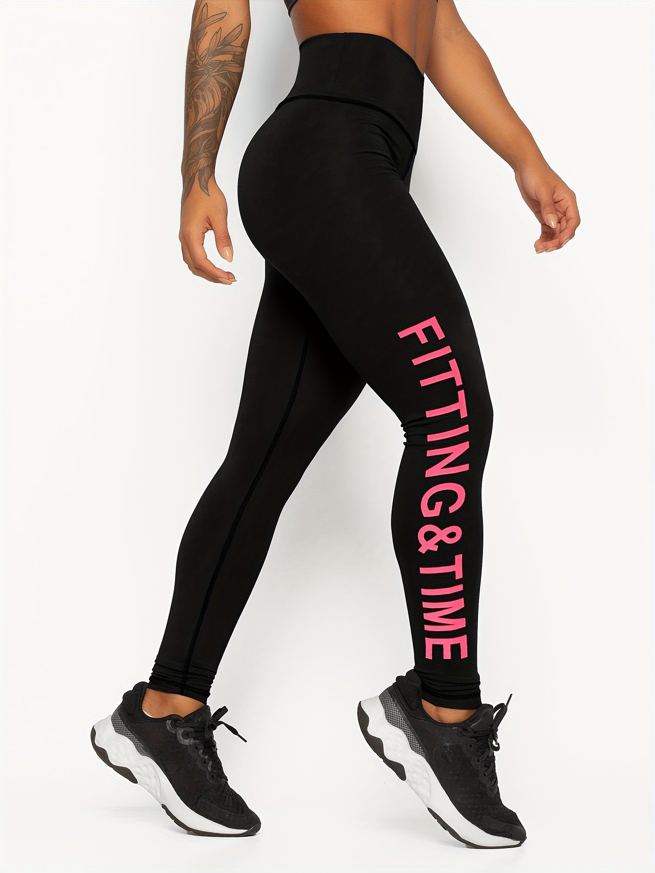 Letter Print Yoga Pants Slim Fit Yoga Leggings