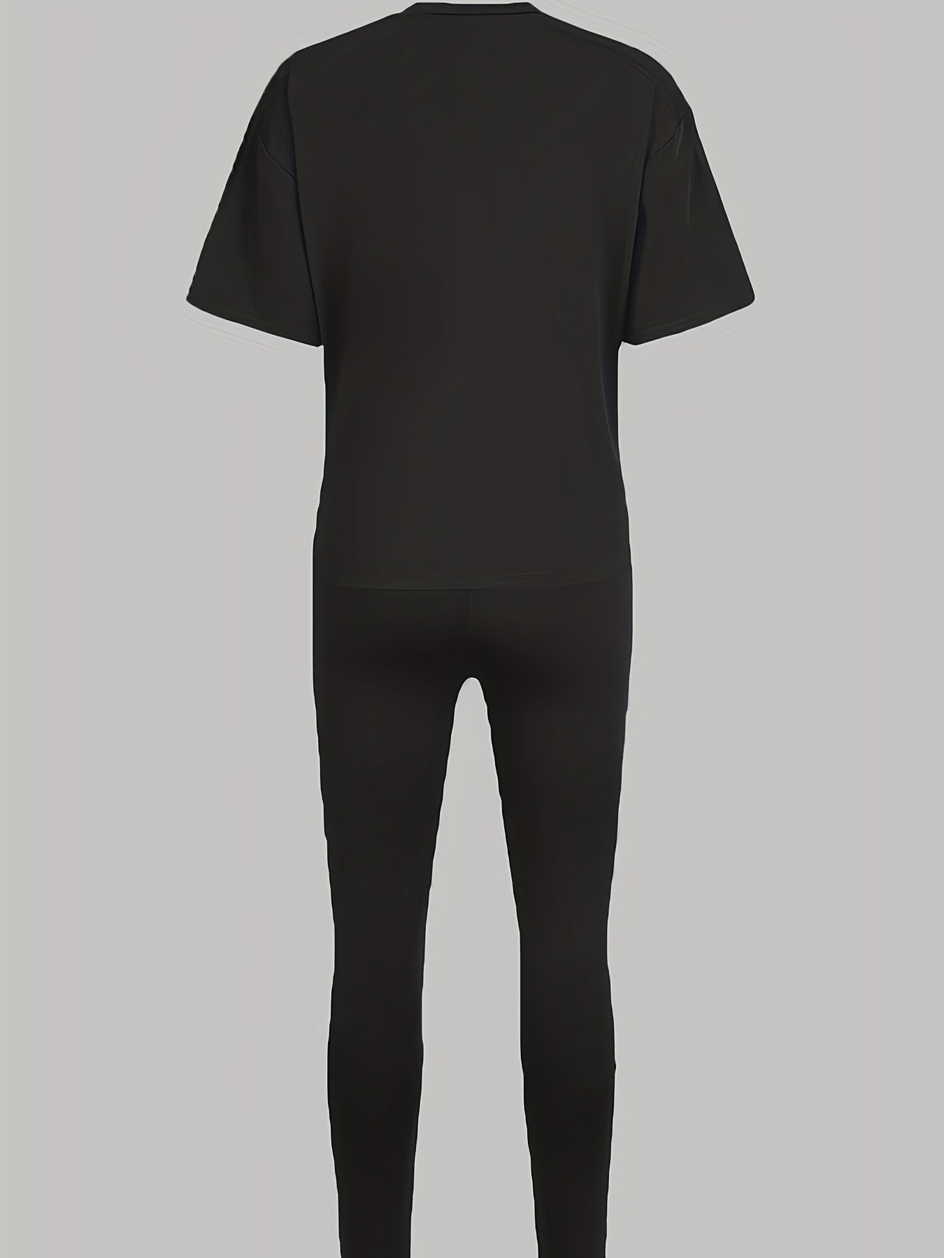 Chase A Bag Letter Print Set Crew Neck Tee & Slim Pants Outfits
