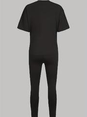 Chase A Bag Letter Print Set Crew Neck Tee & Slim Pants Outfits