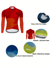 Men's Zip Up Cycling Jersey Long Sleeve Sports Clothing