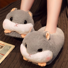 Women's Cartoon Hamster Slippers Plush Slip On Shoes