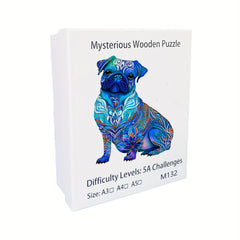 Wooden Dog Puzzle Animal Jigsaw Puzzle Adult Decompression Round Hard Toy
