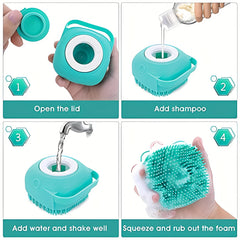 Silicone Pet Bath Brush with Shampoo Dispenser for Grooming