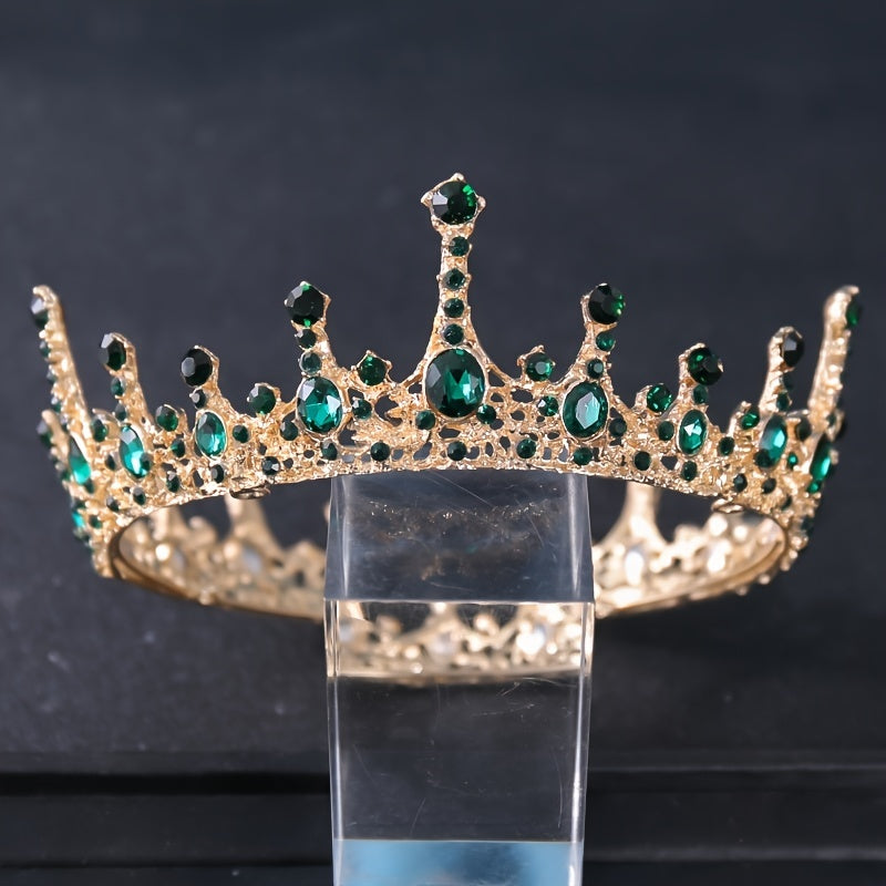 Bronze Baroque Queen Crown Vintage Princess Tiara Crystal Wedding