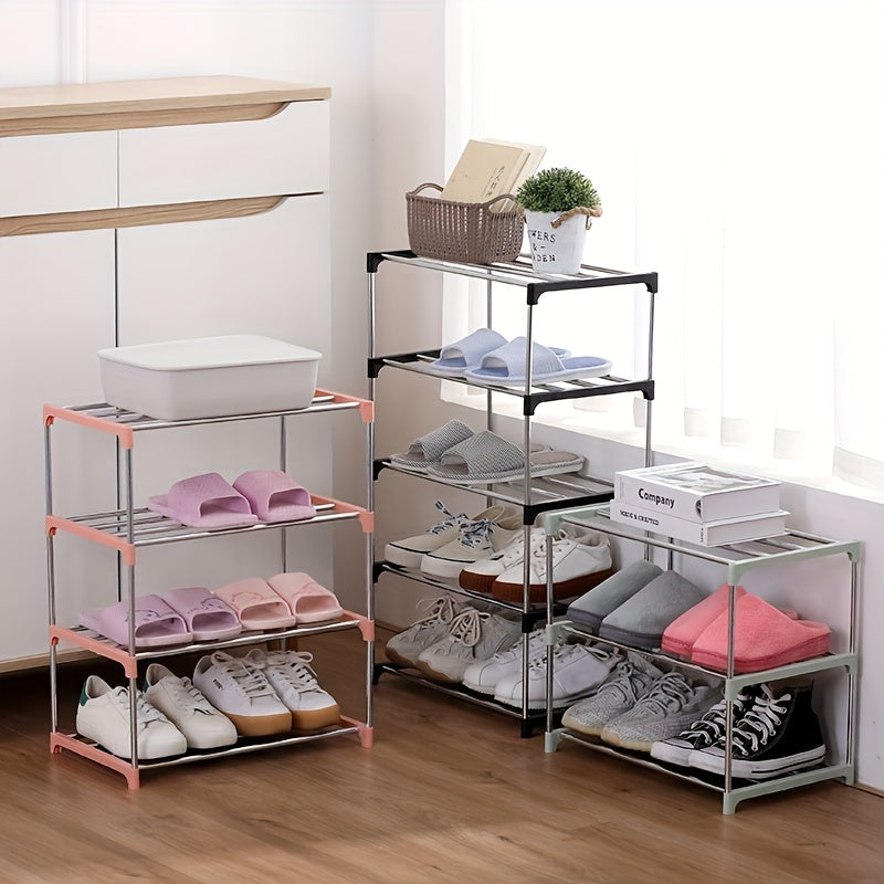 3-Layer Pink Shoe Rack Easy Assembly Storage Shelf
